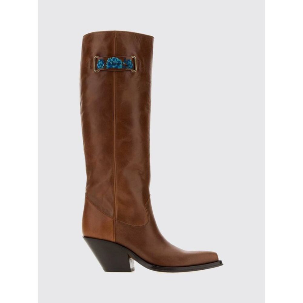 Chloe Women Chloe Knee-High Calfskin Cowboy Boots With Flared Heel